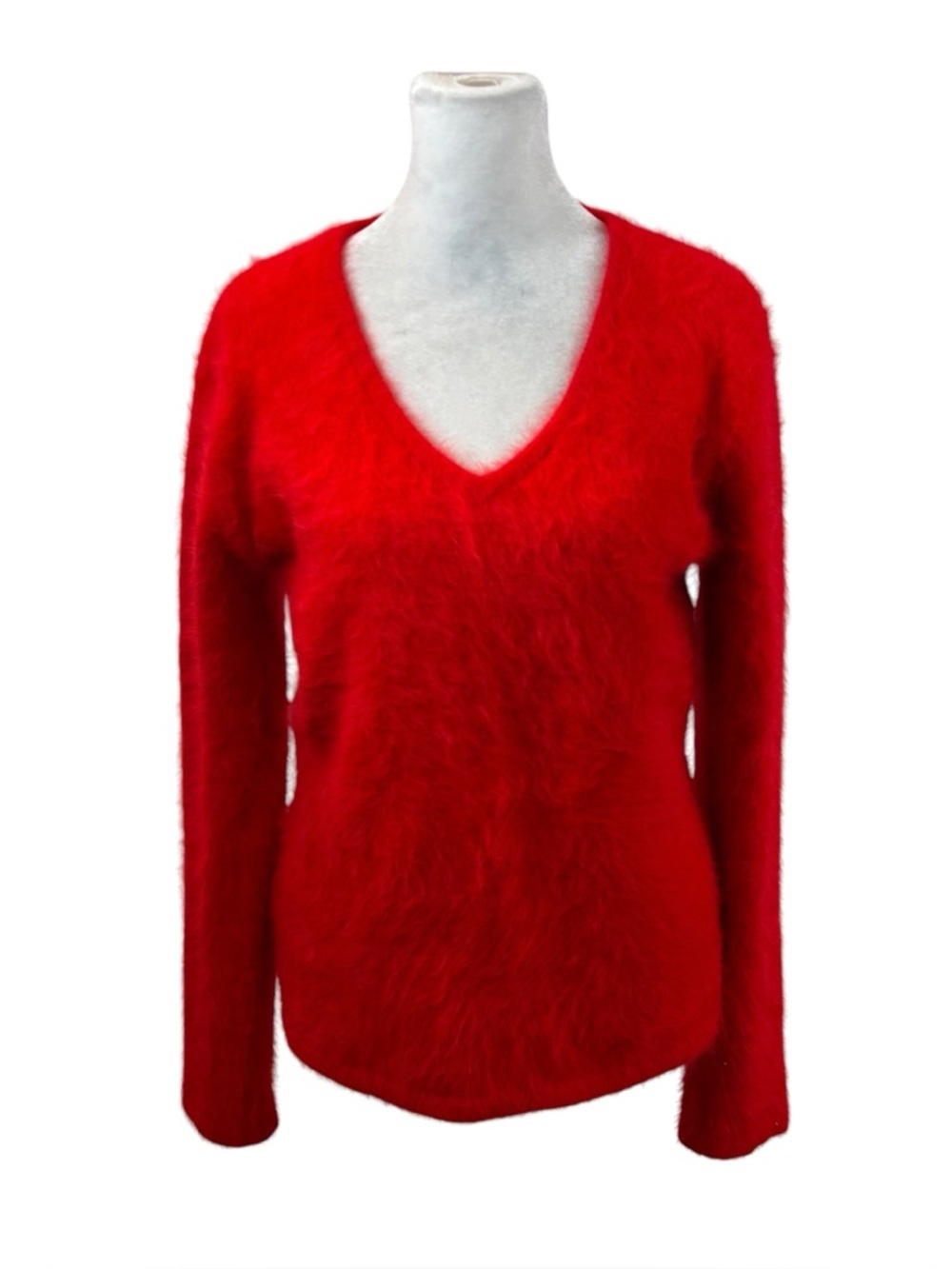 Ladies Vintage Belldini‎ Beans Angora Blend V Neck Red Sweater Size Large